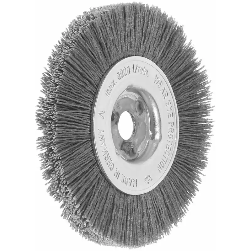 Hit sprzedaży Jednorzędowa szczotka tarczowa mikrościerająca, 0,6 mm, SiC 120, ⌀ szczotki D1×szerokość szczotki: 100X12mm
