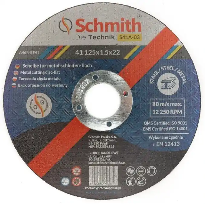 Tarcza do cięcia metalu 125x1,5 mocna Schmith Najlepsza cena