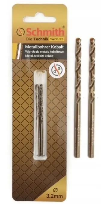 Rabat Wiertło do metalu kobaltowe 3,1mm wiertła 2szt HSS‑Co Schmith