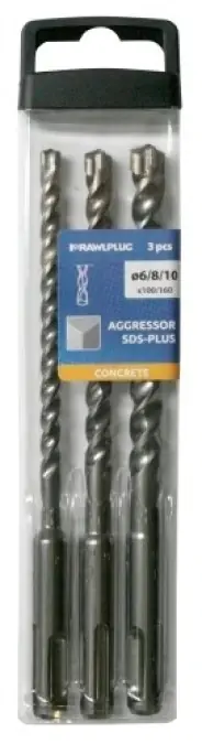 Łatwy zwrot 3SZT ZESTAW WIERTEŁ 6,8,10X100X160 AGGRESSOR SDS PLUS RT‑SDSA‑SET1