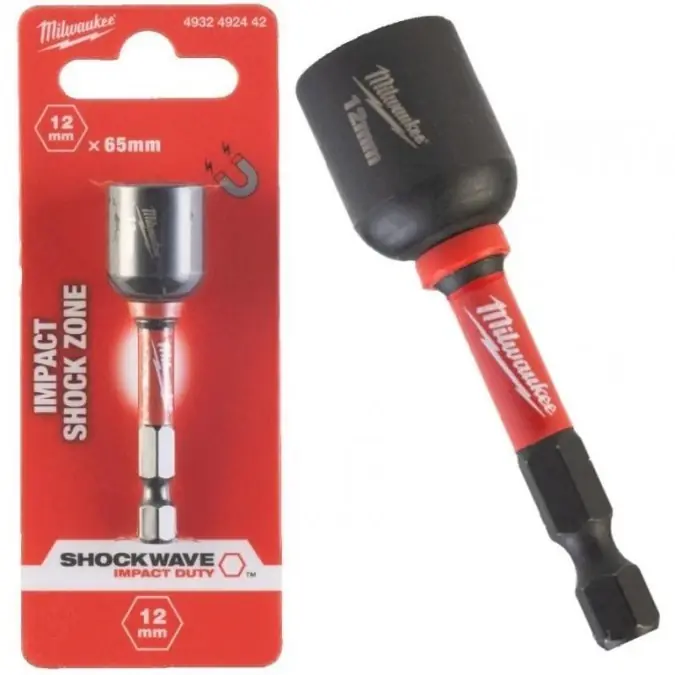 Udarowa nasadka sześciokątna magnetyczna adapter 12mm 1/4 HEX M12 o długości 65mm MILWAUKEE Wyprzedaż