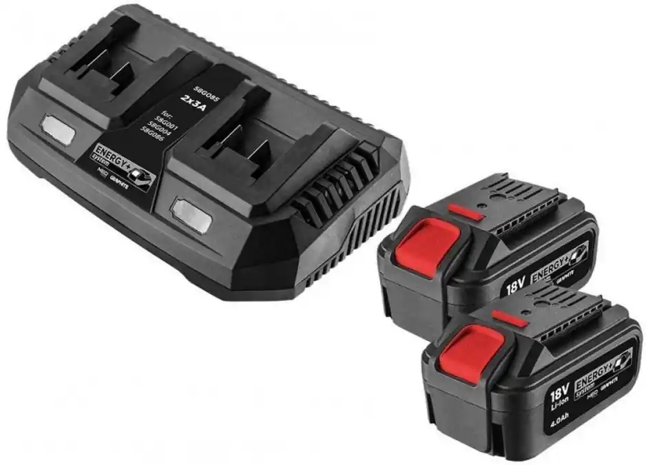 Kup teraz Zestaw akumulator 18v 2x 4ah z podwójną ładowarką energy+ 58ge134