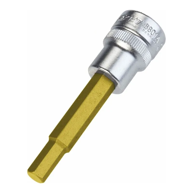 Klucz nasadowy trzpieniowy ∙ Zabierak kwadratowy drążony 3/8 cala (10 mm) ∙ Profil z gniazdem sześciokątnym ∙ Rozmiar klucza 1/4″ Do wyczerpania zapasów
