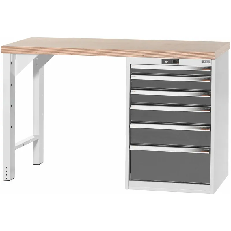 Darmowa dostawa Stół warsztatowy Vario 5S, obudowa 24G, wysokość 950 mm, Blat z multipleksu bukowego, 20×20G, dł. blatu: 1500mm