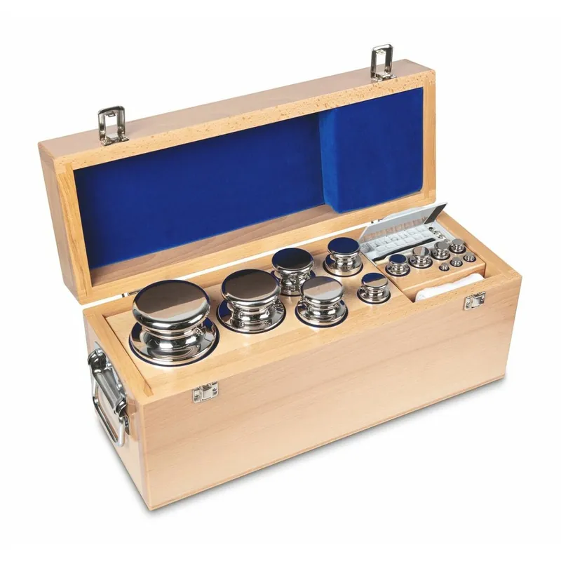 Set of weights 313-09, OIML Class E2, Nominal value 1 mg; 10 kg, Button, Stainless Steelpolished Bestseller