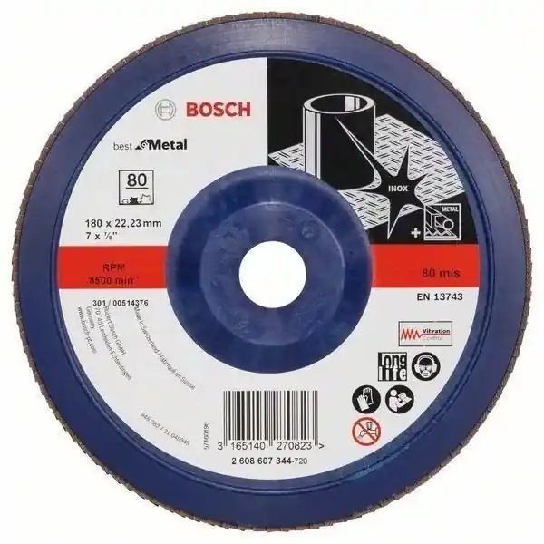 Bosch FLAP DISC BLUE METAL TOP PLASTIC 180x80 Ekspresowa dostawa