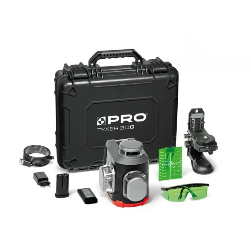 Laser wieloliniowy Tyxer 3DG Zestaw PLUS zielony 3×360° PRO-L1307 Do wyczerpania zapasów