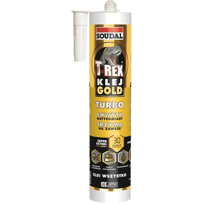 Klej montażowy hybrydowy T-Rex Gold Turbo 290ml Soudal Do wyczerpania zapasów