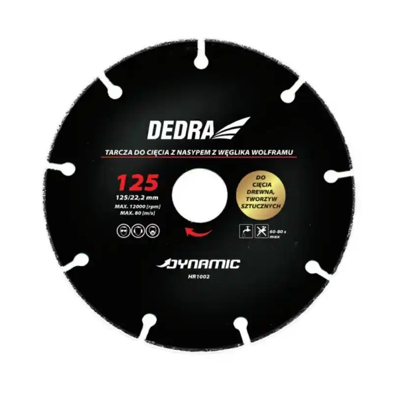 Tarcza do cięcia drewna tworzyw sztucznych 125mm/22,2 Hr1002 Dedra Dodaj do koszyka