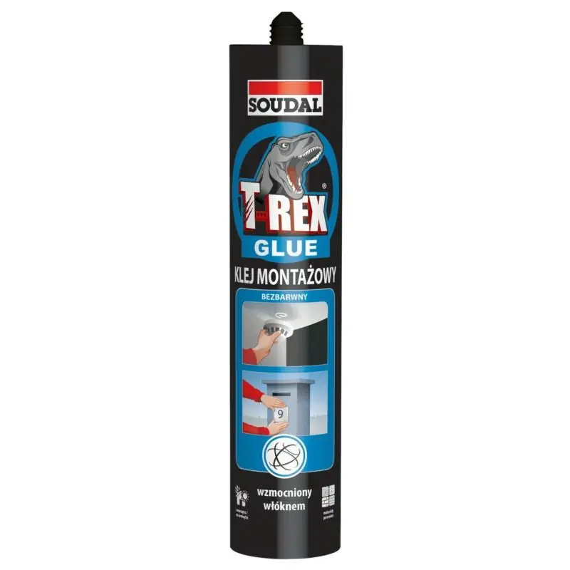 Klej montażowy uniwersalny mocny Soudal T-Rex Bezbarwny 310ml Dostępne od ręki