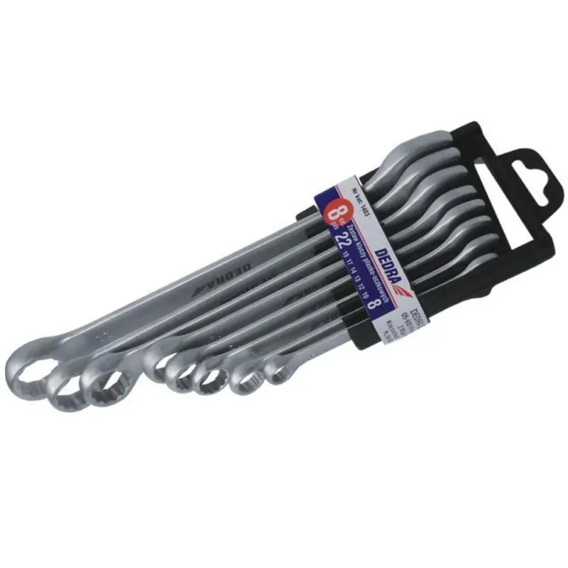 Zestaw kluczy płasko-oczkowych CrV 8-22mm Dedra 1403 8szt/op Szybka wysyłka