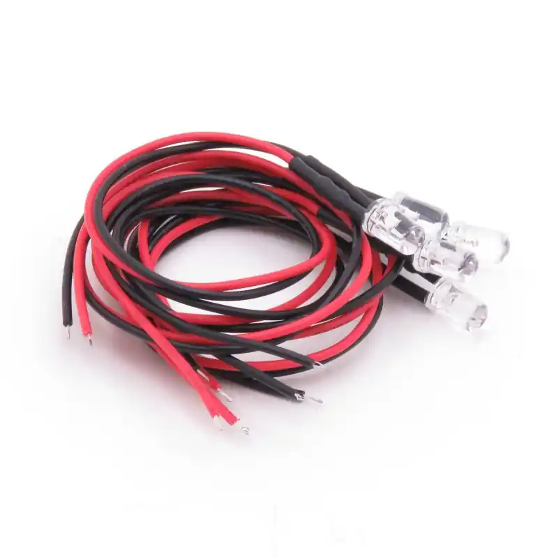 Dioda LED 5mm z rezystorem i przewodem 20cm Niebieska (12V) - 5szt. Zamów teraz