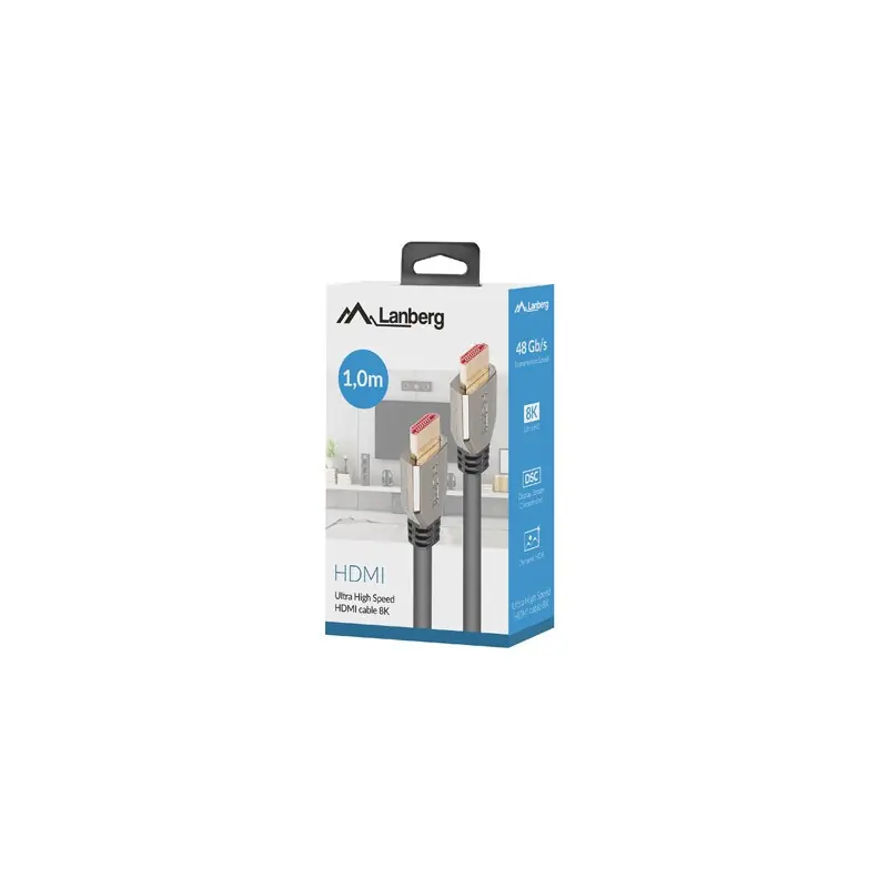 Kabel HDMI V2.1 1M 8K 60HZ czarny box Lanberg Szybka dostawa